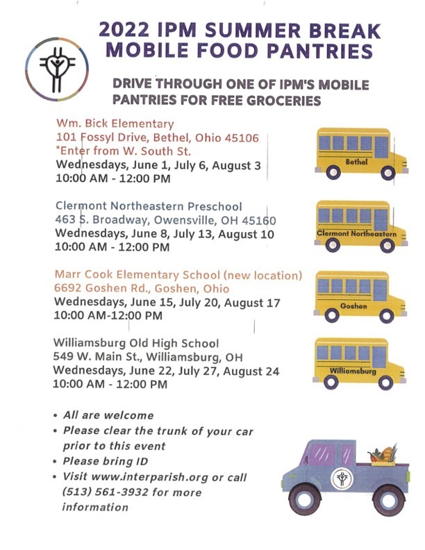 Summer food pantry schedule poster
